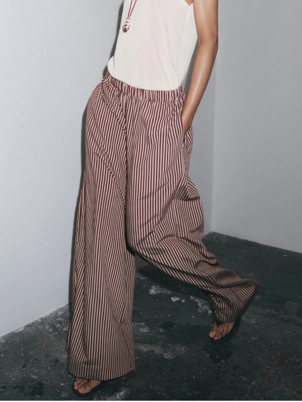 Zara Burgundy Pinstripe Pants